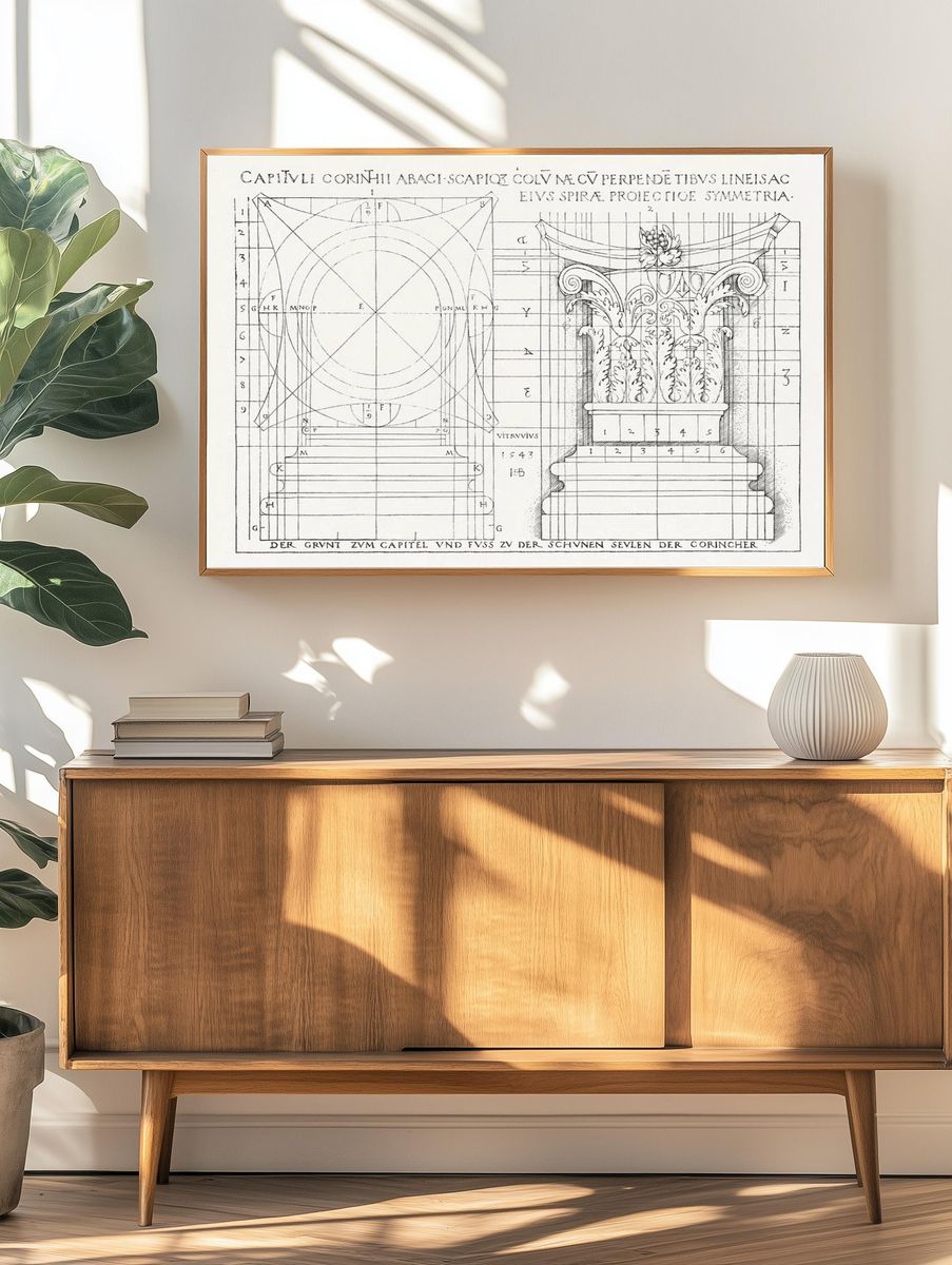 Vitruvian Capital Study Vintage Print. — room view 3