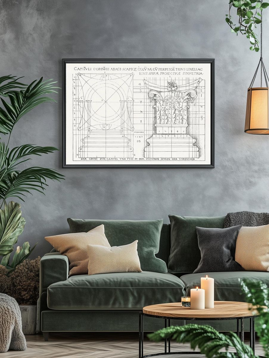 Vitruvian Capital Study Vintage Print. — room view 4