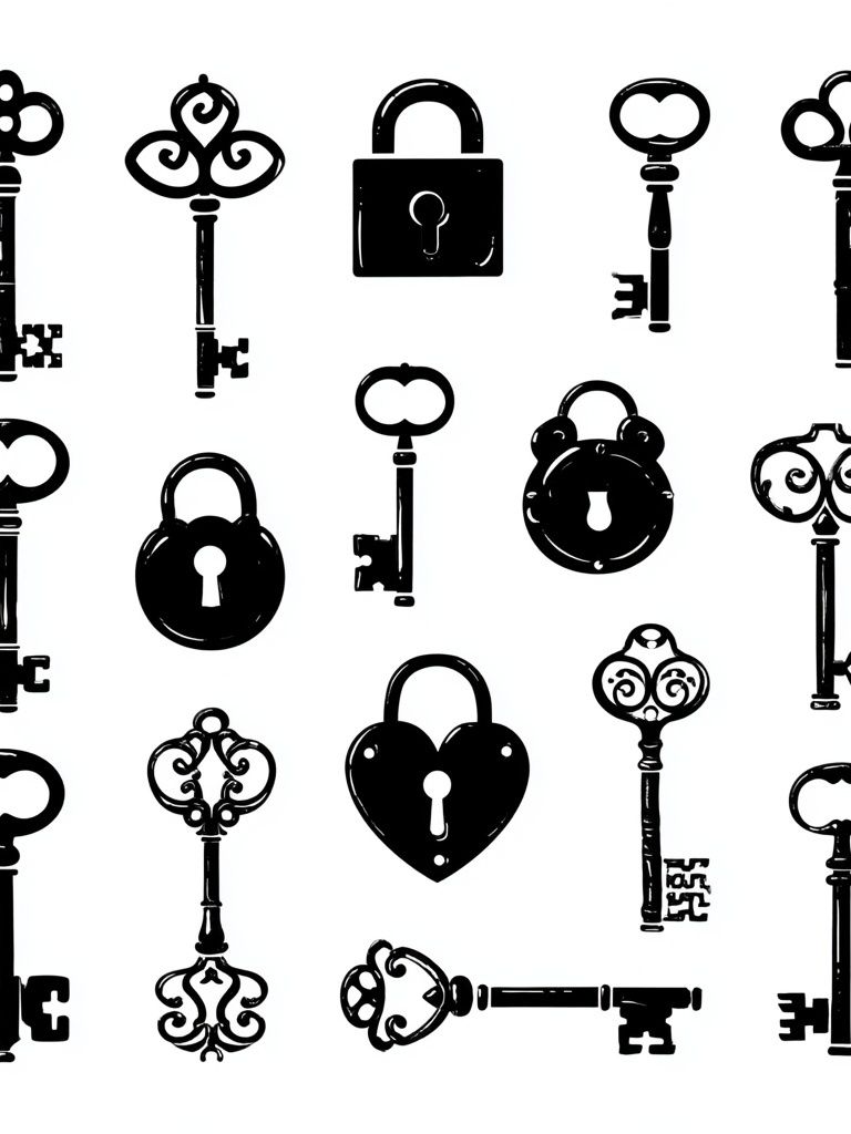 Vintage Keys and Locks Print. poster detail