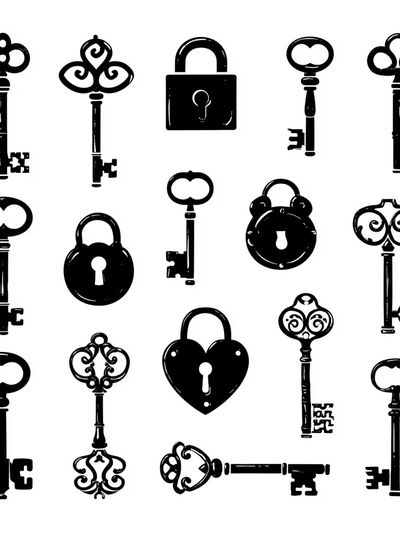 Vintage Keys and Locks Print.