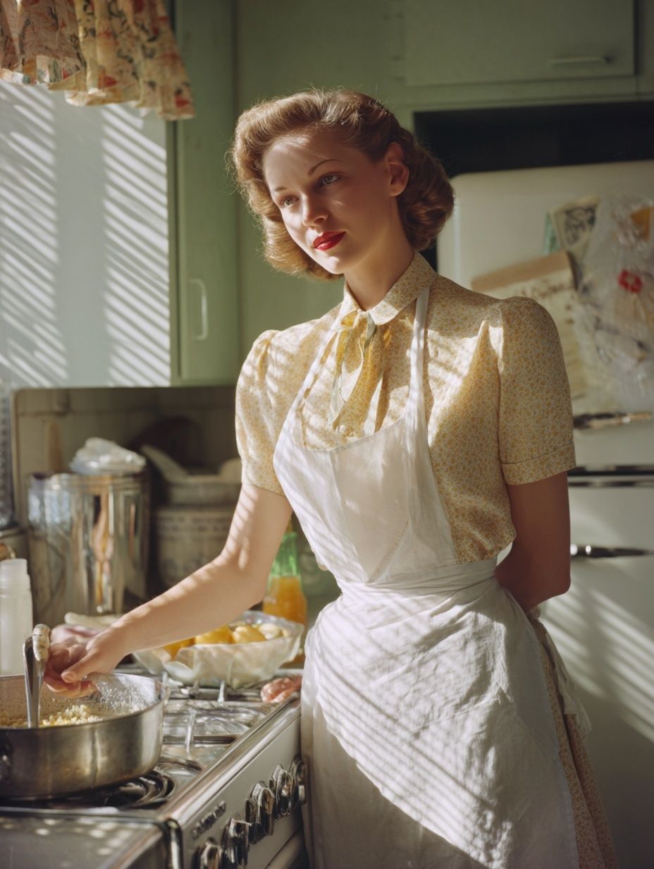 Vintage Kitchen Scene — Retro Print. poster detail