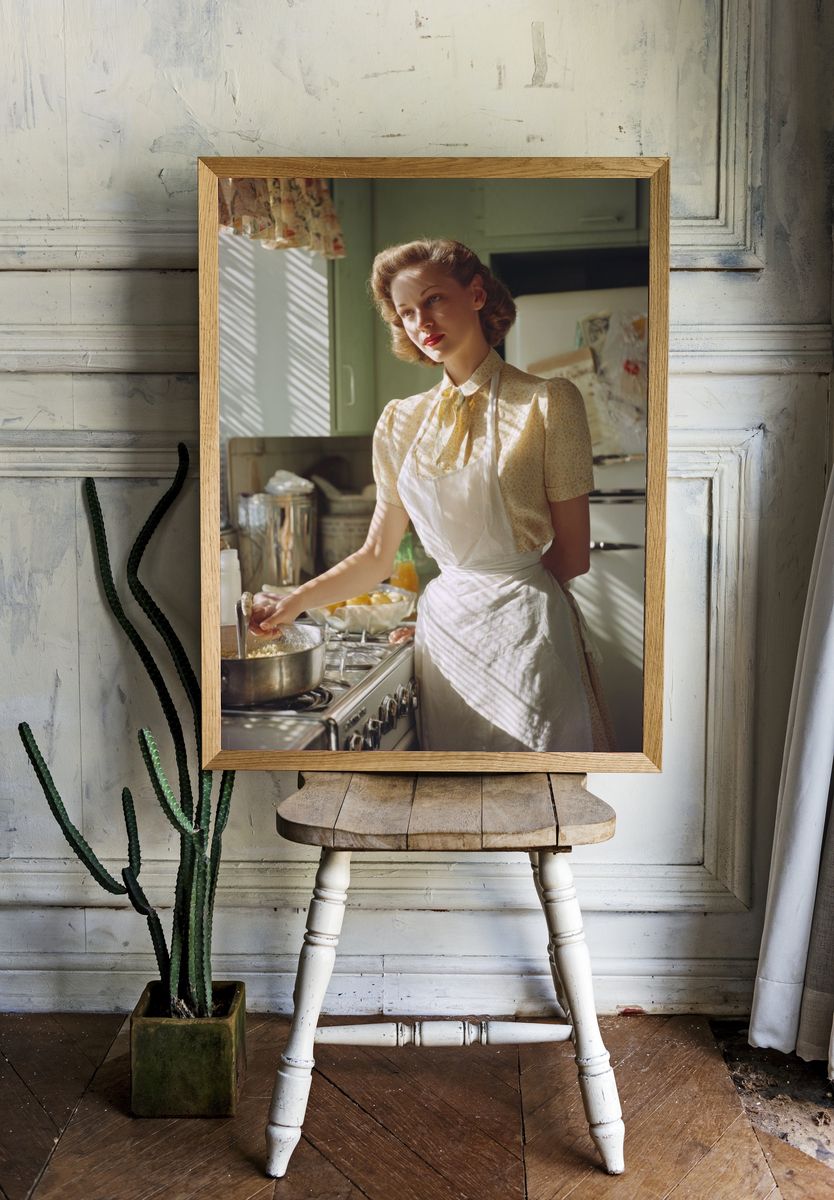 Vintage Kitchen Scene — Retro Print. — room view 1