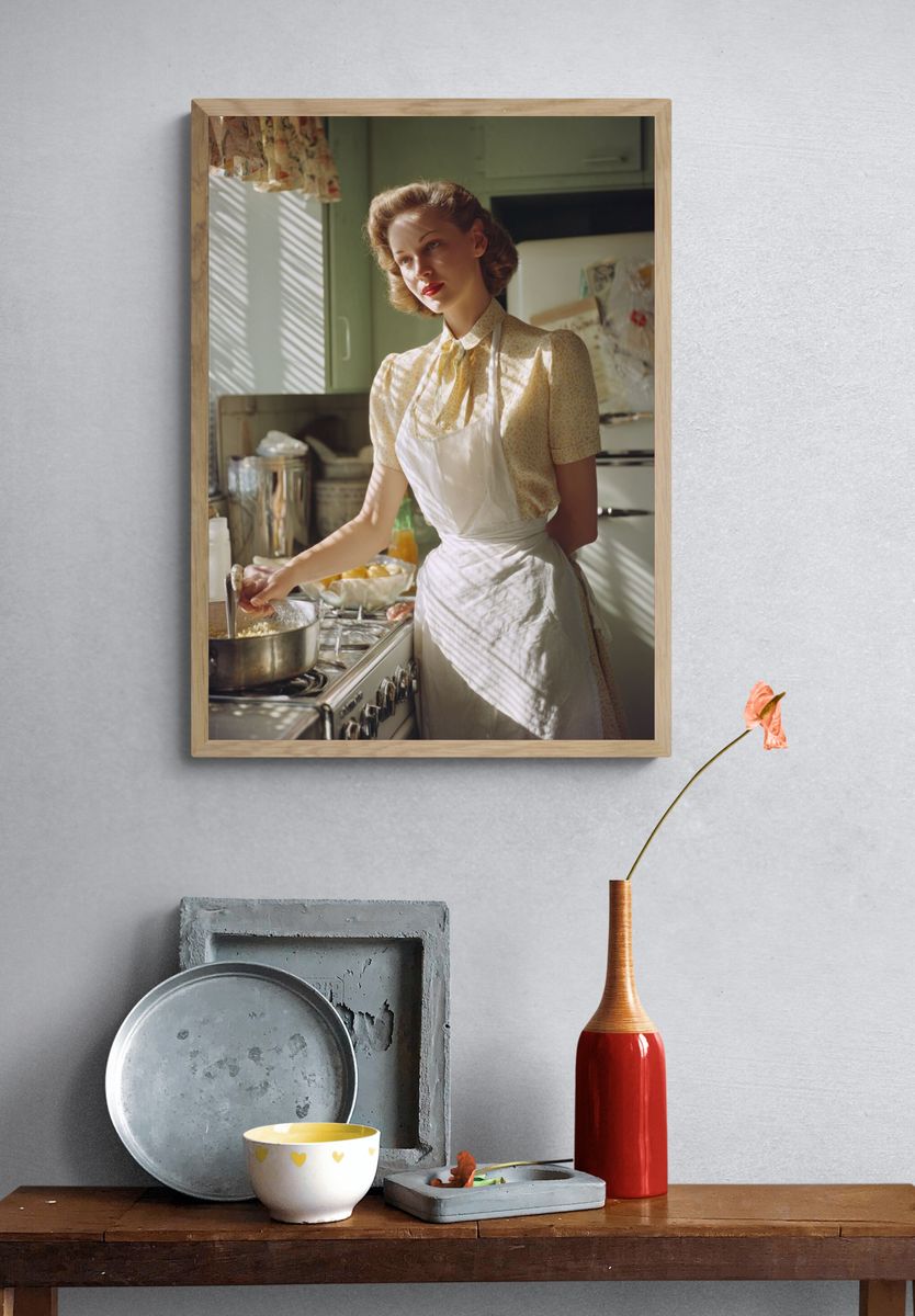 Vintage Kitchen Scene — Retro Print. — room view 3
