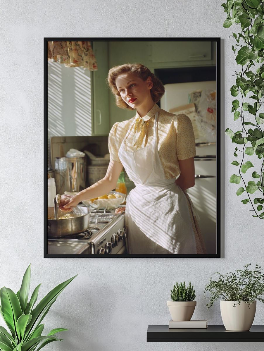 Vintage Kitchen Scene — Retro Print. — room view 4