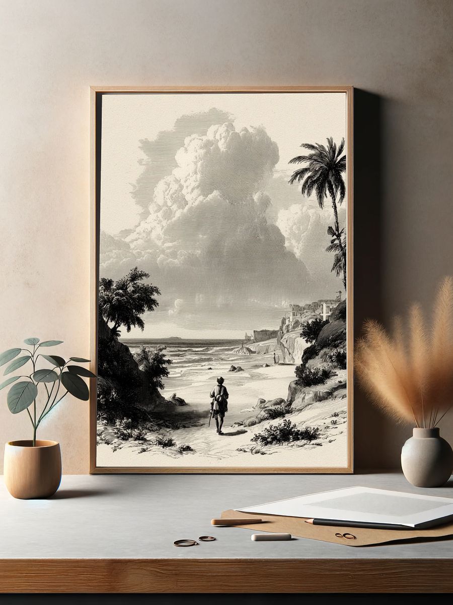 Coastal Landscape with Figure — Vintage Print. — room view 2