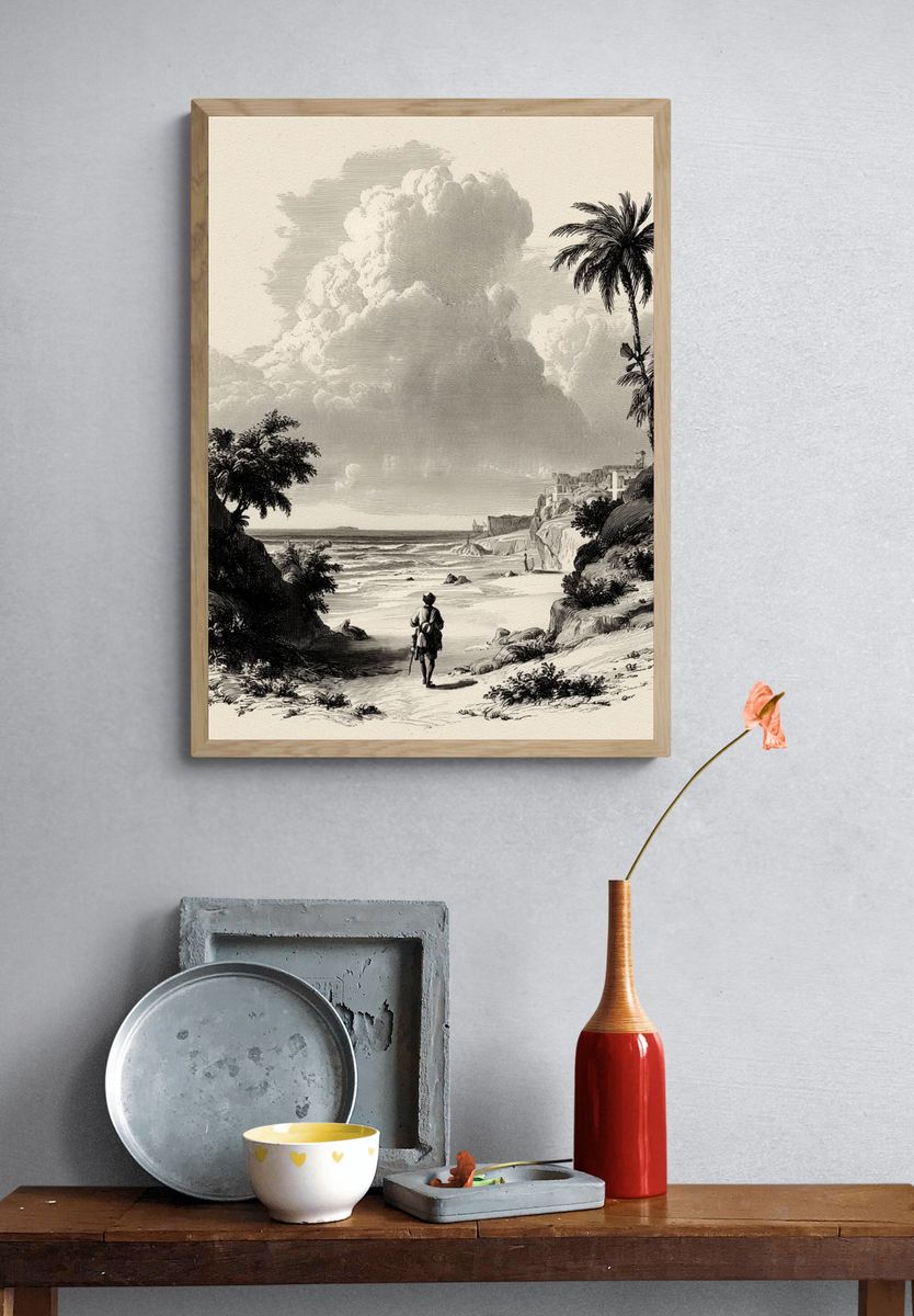 Coastal Landscape with Figure — Vintage Print. — room view 3