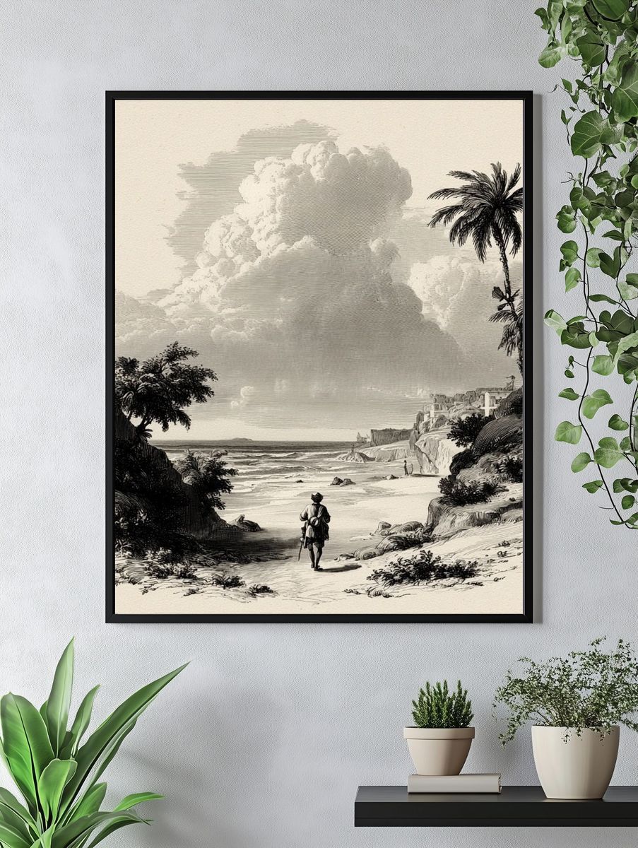 Coastal Landscape with Figure — Vintage Print. — room view 4