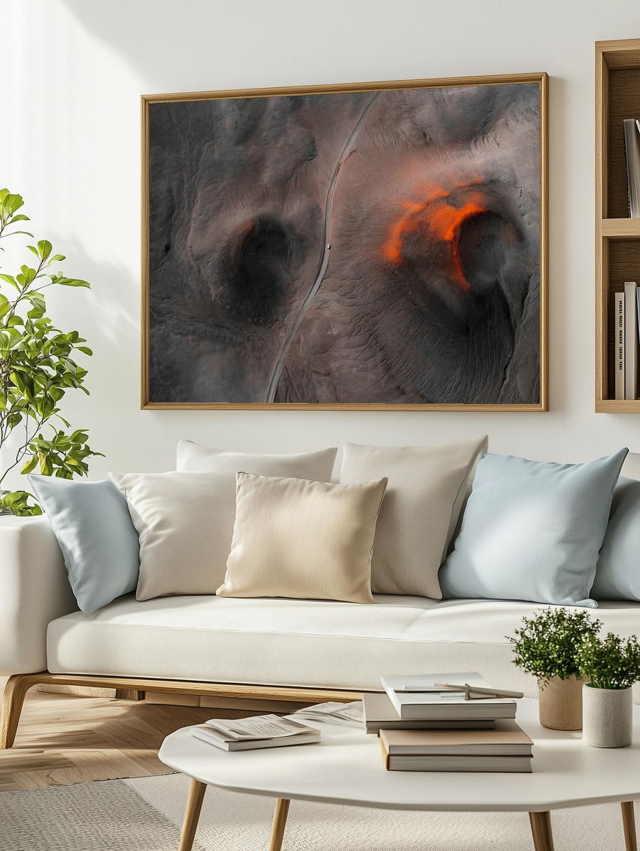 Volcanic Landscape Aerial View Poster. — room view 2