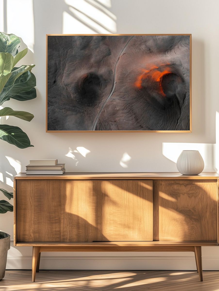 Volcanic Landscape Aerial View Poster. — room view 3