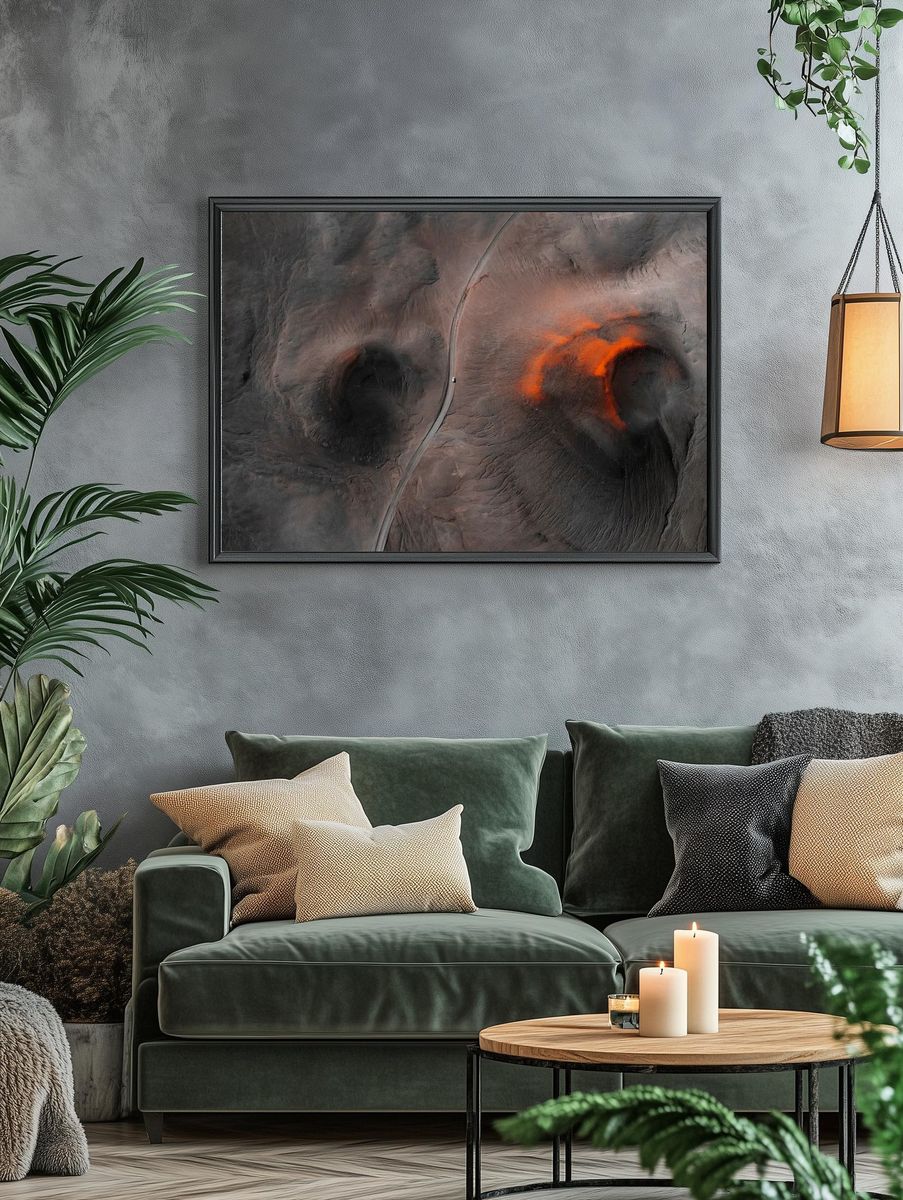 Volcanic Landscape Aerial View Poster. — room view 4