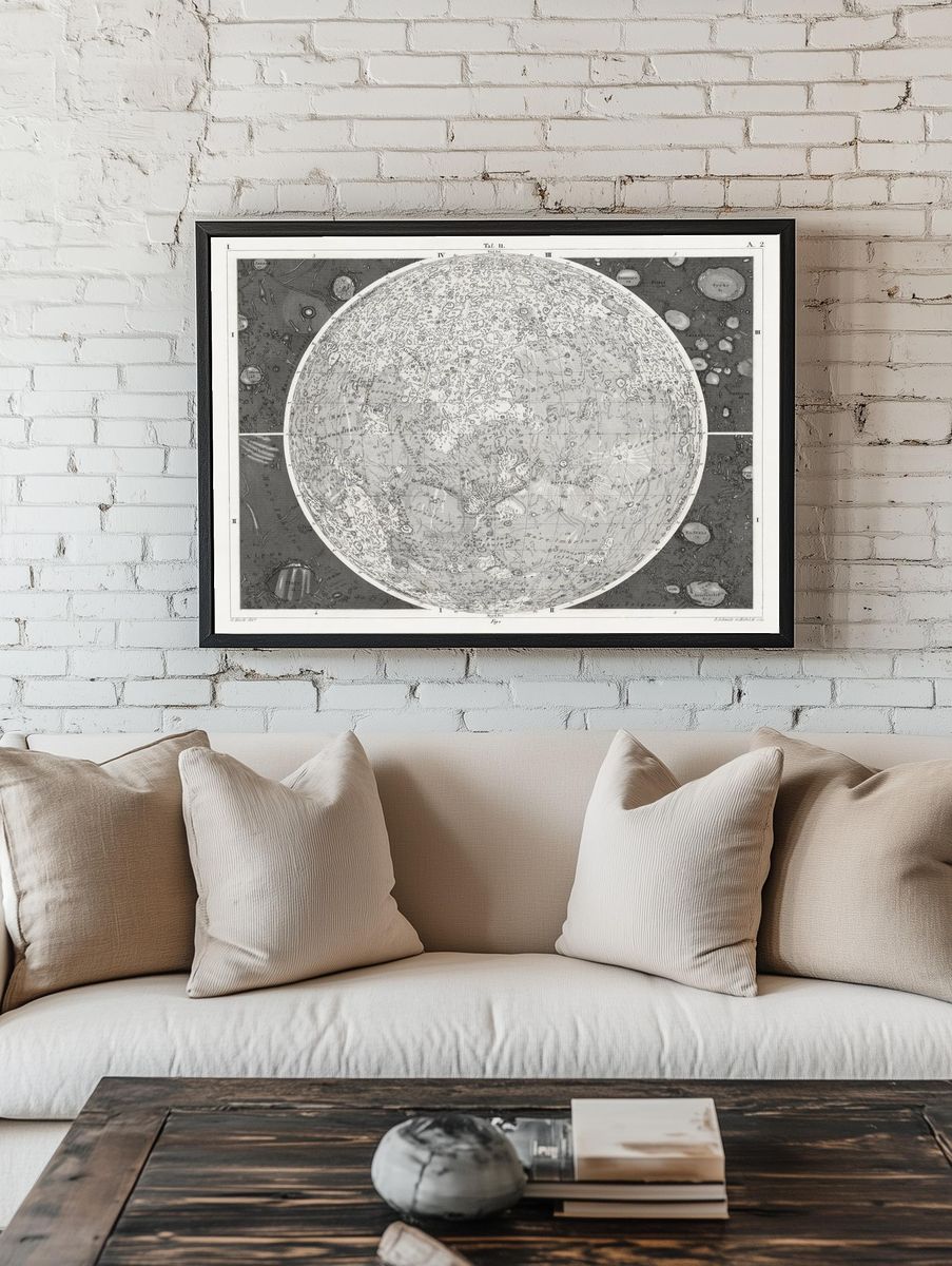 Vintage Moon Map Poster. — room view 1