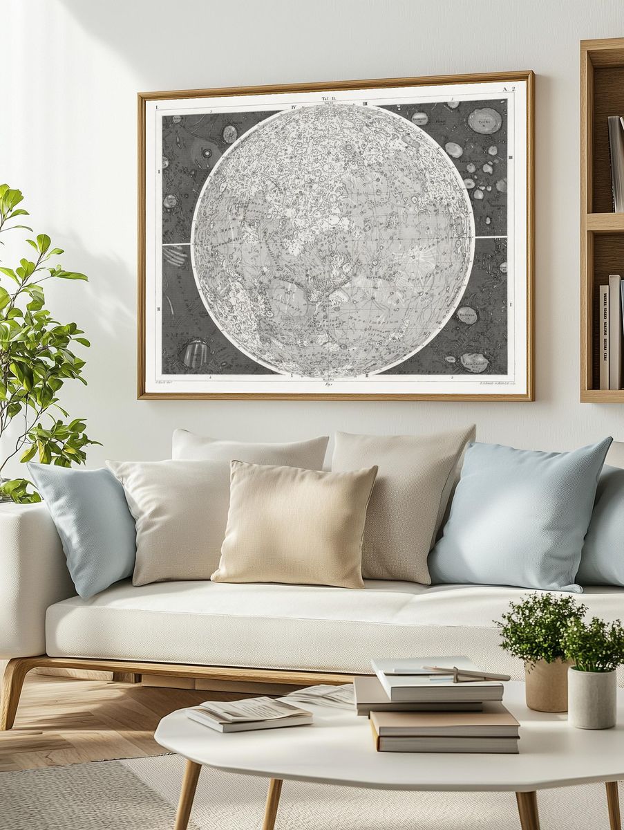 Vintage Moon Map Poster. — room view 2