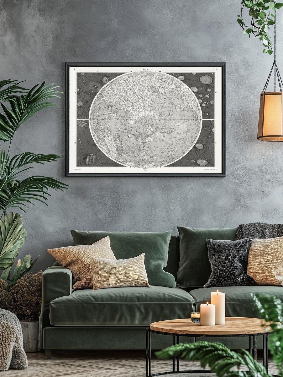Vintage Moon Map Poster. — room view 4