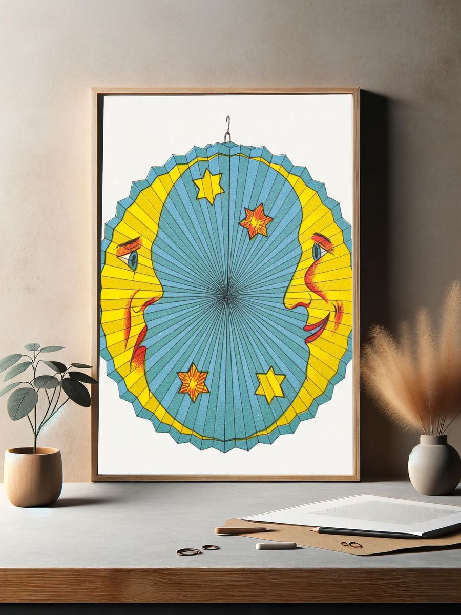 Moon and Sun Vintage Print. — room view 2