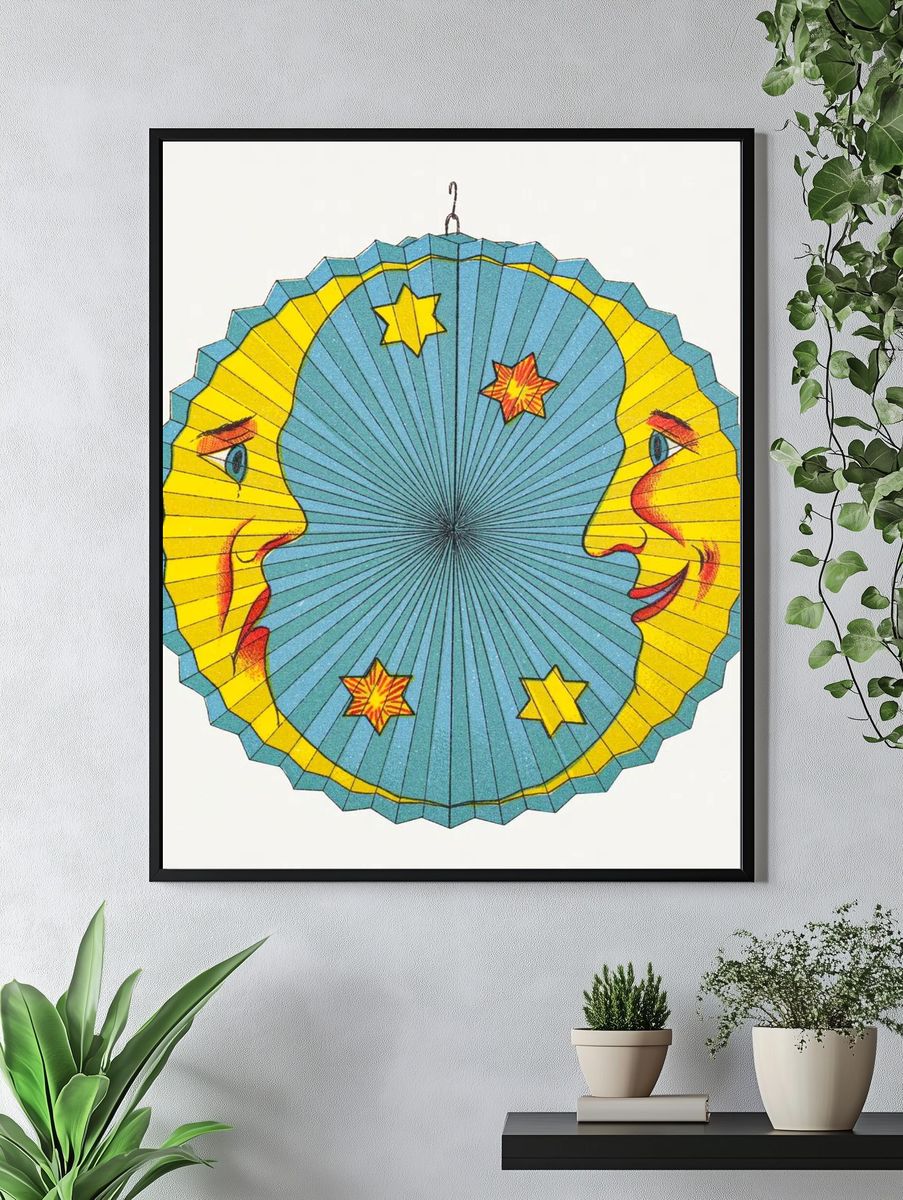 Moon and Sun Vintage Print. — room view 4