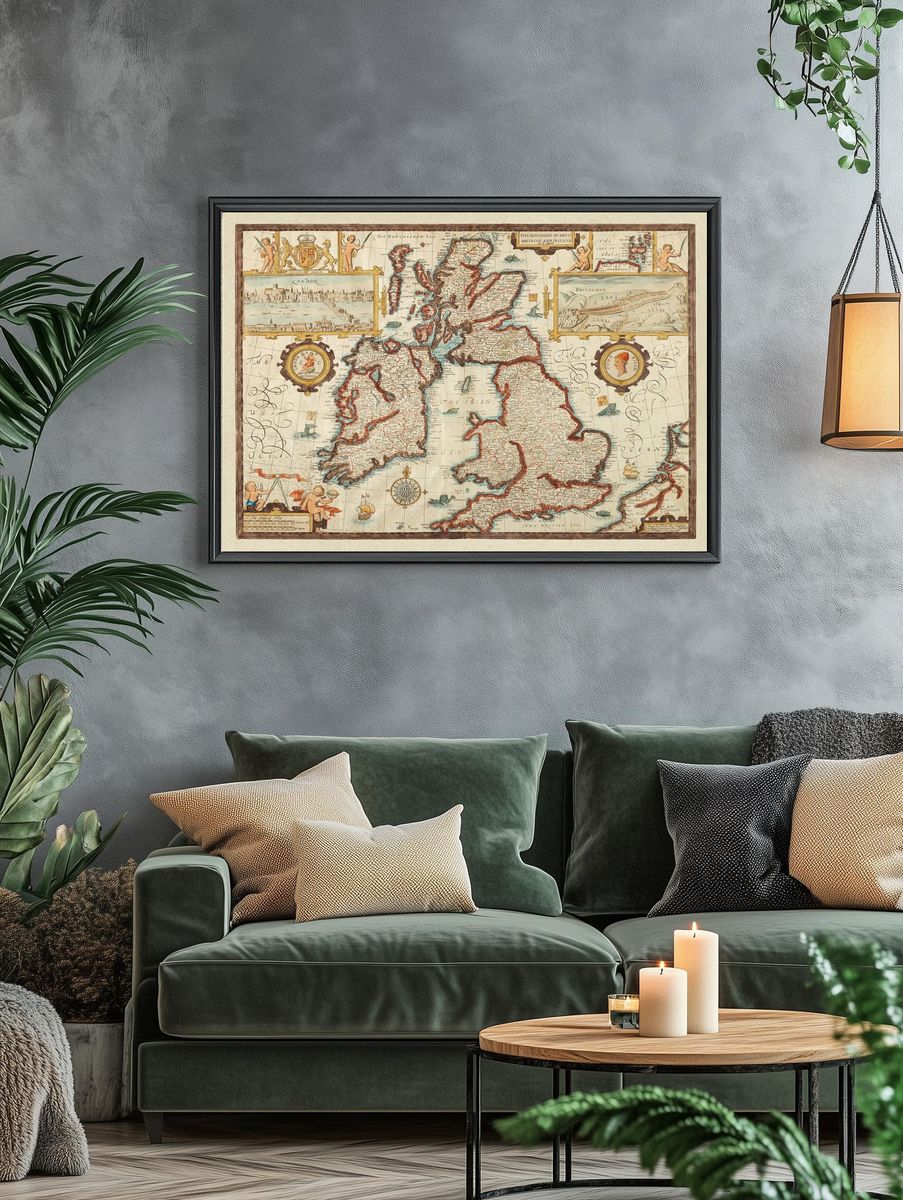 Vintage Map of Great Britain and Ireland Poster. — room view 4