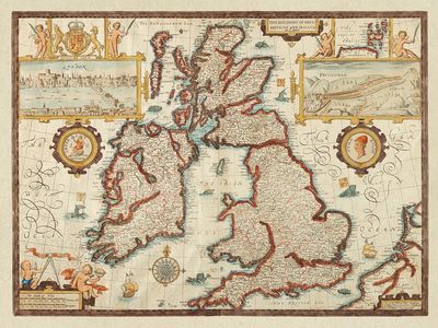 Vintage Map of Great Britain and Ireland Poster. poster