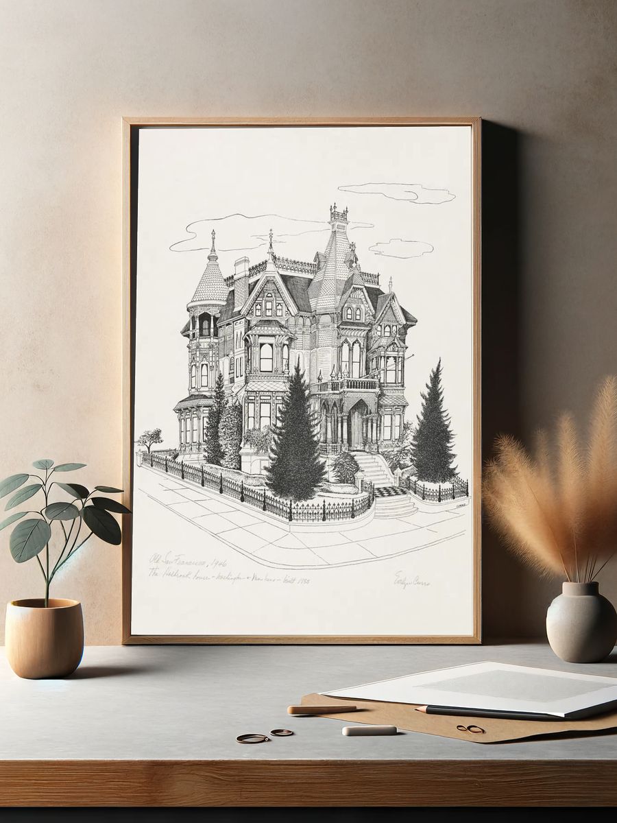 Victorian Mansion Illustration Poster. — room view 2
