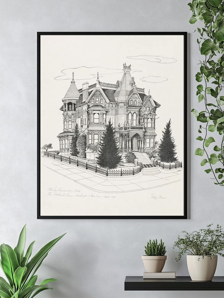 Victorian Mansion Illustration Poster. — room view 4