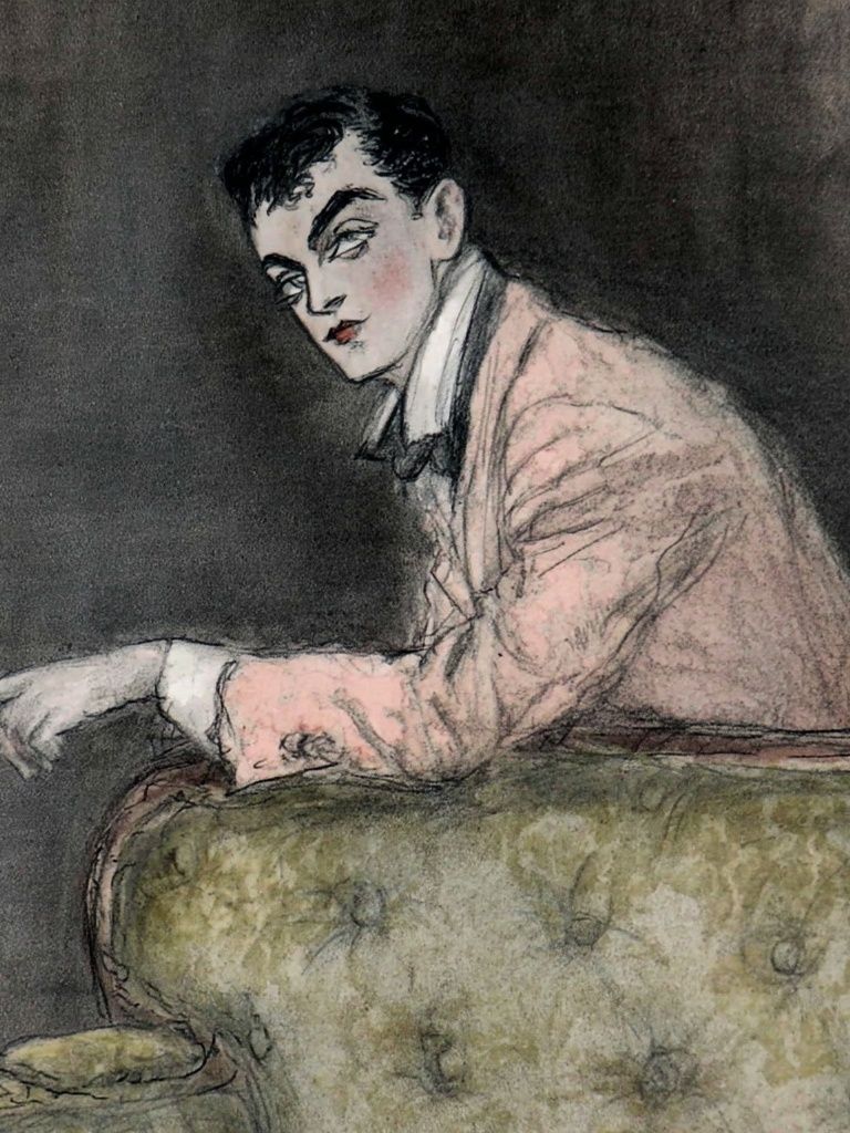 Elegant Man in Pink Suit — Vintage Print. poster detail