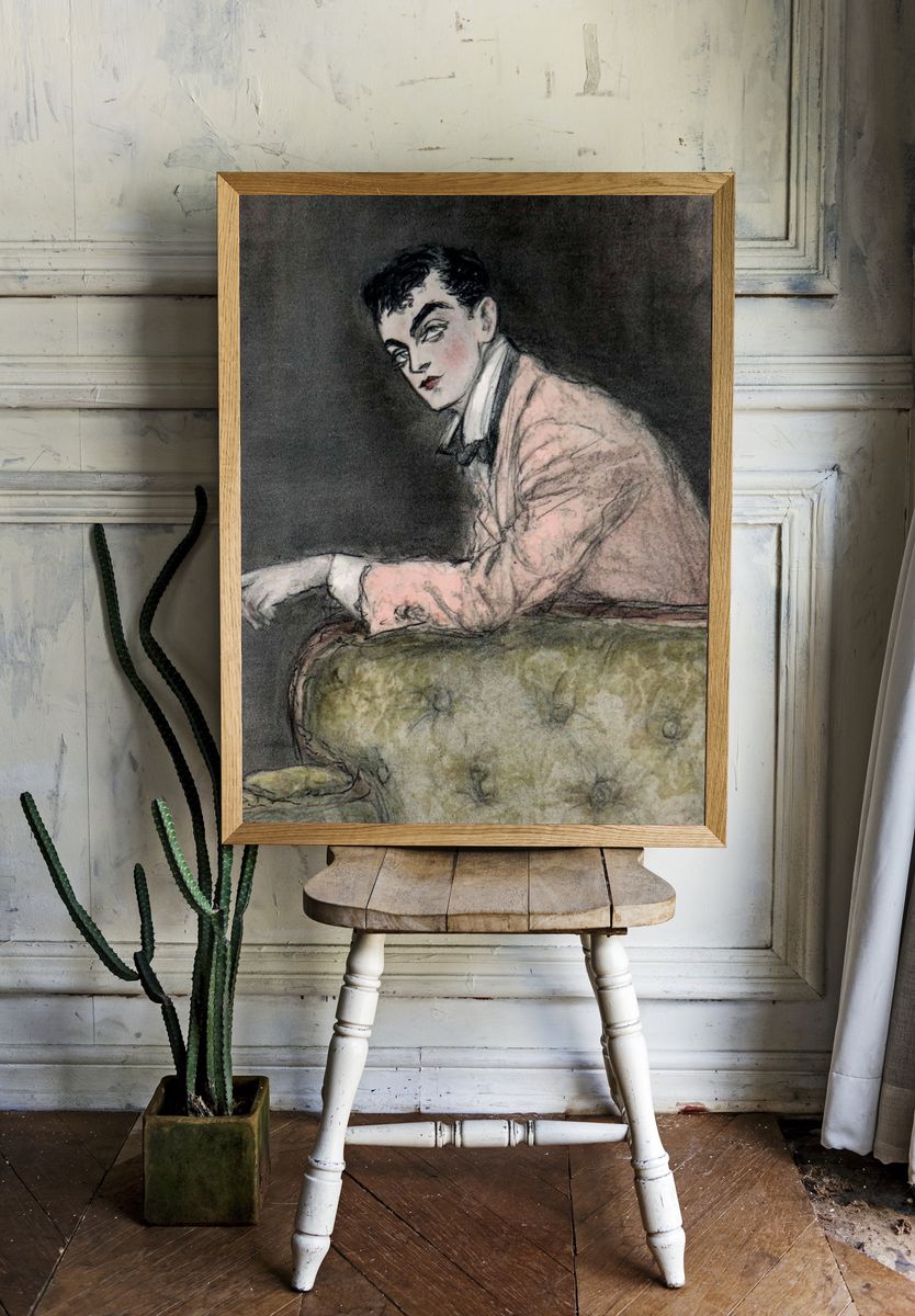 Elegant Man in Pink Suit — Vintage Print. — room view 1