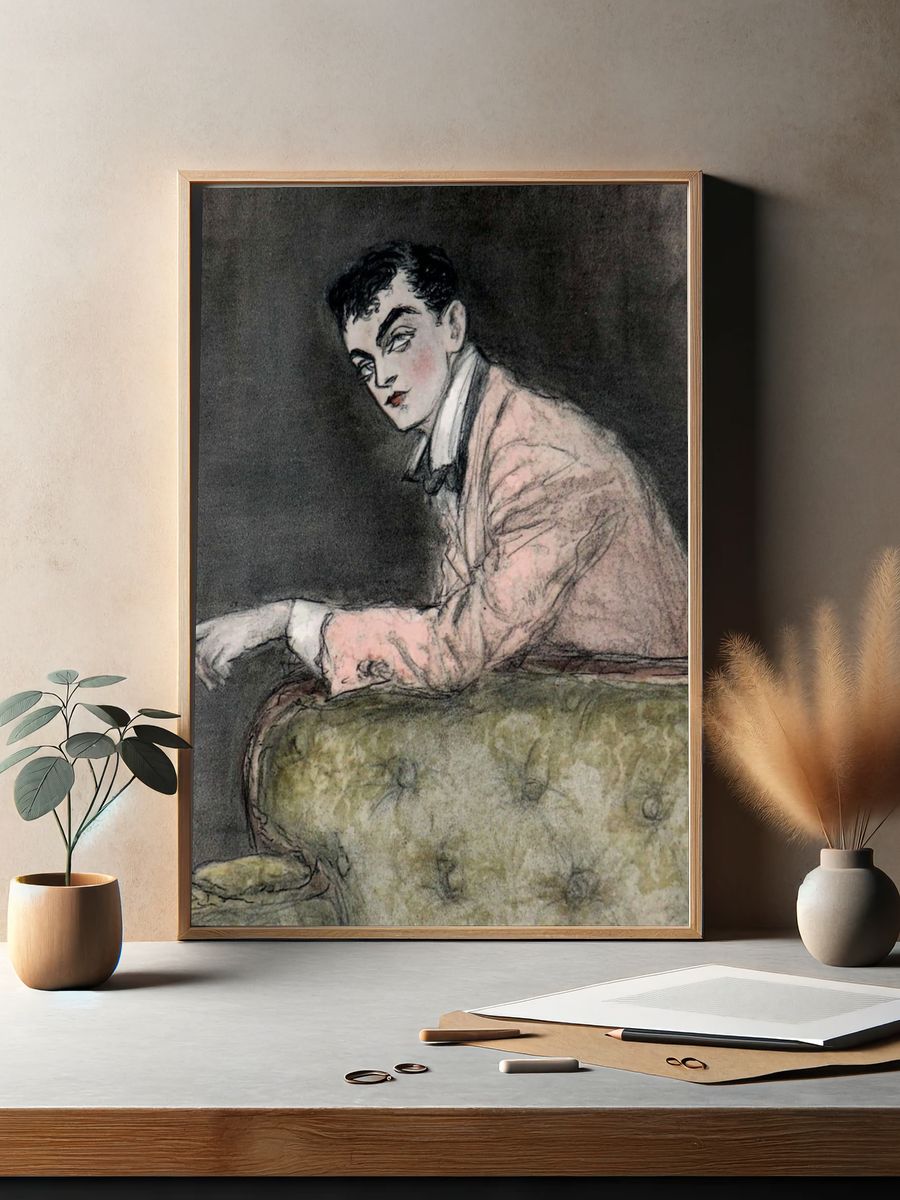 Elegant Man in Pink Suit — Vintage Print. — room view 2