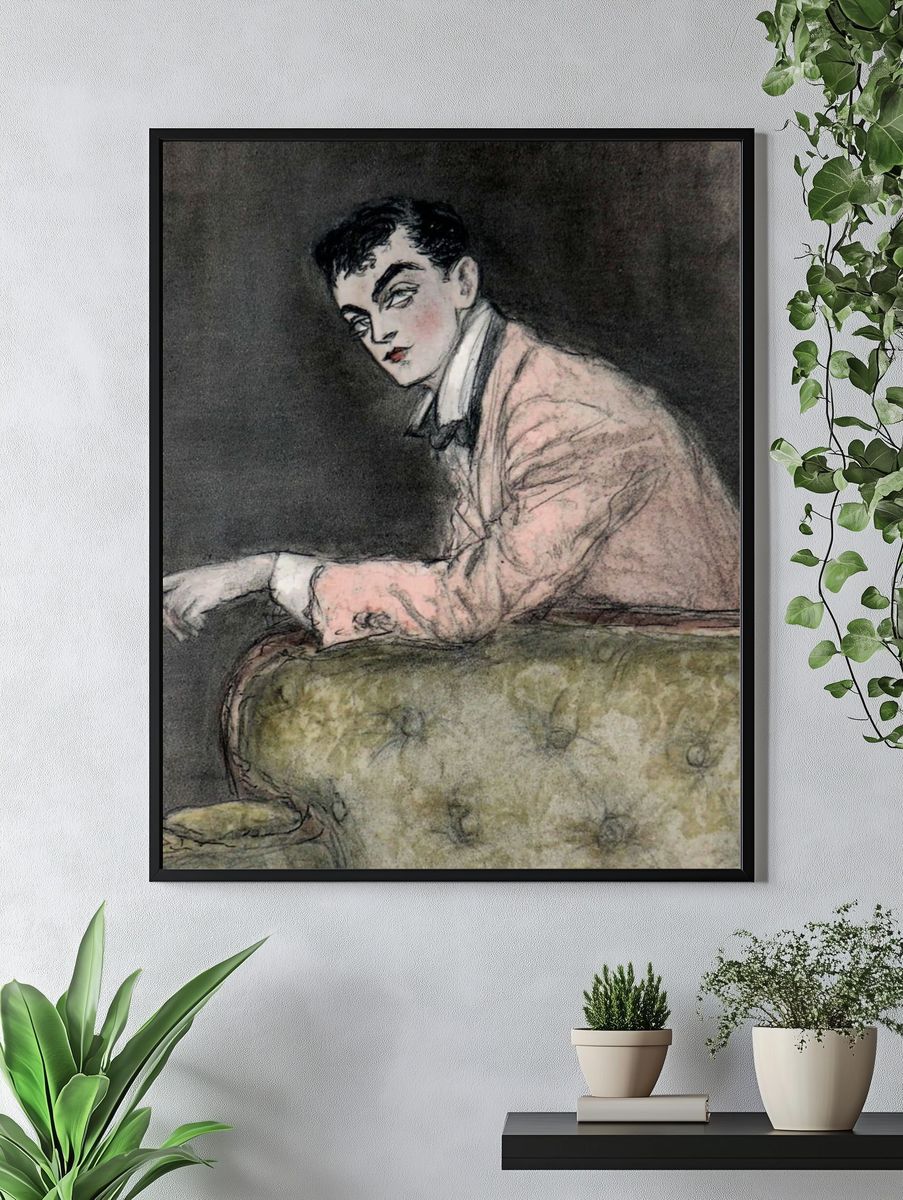 Elegant Man in Pink Suit — Vintage Print. — room view 4