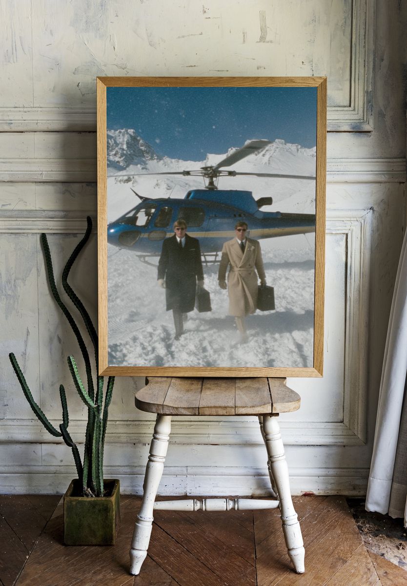 Stylish Men in Snow — Vintage Print room preview