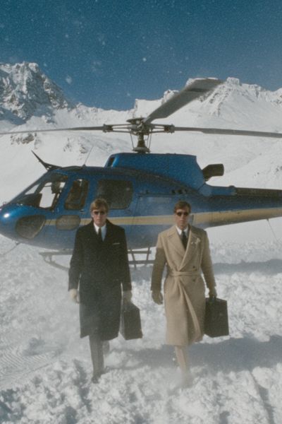Stylish Men in Snow — Vintage Print. poster