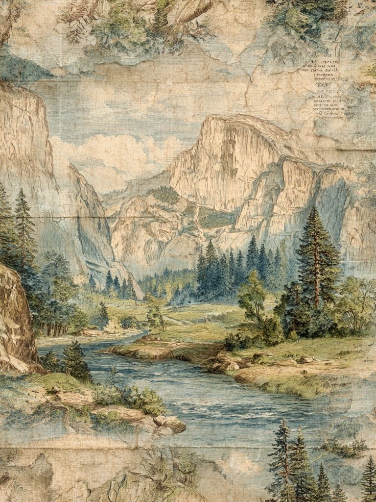 Mountain Landscape — Vintage Print. poster — vintage art
