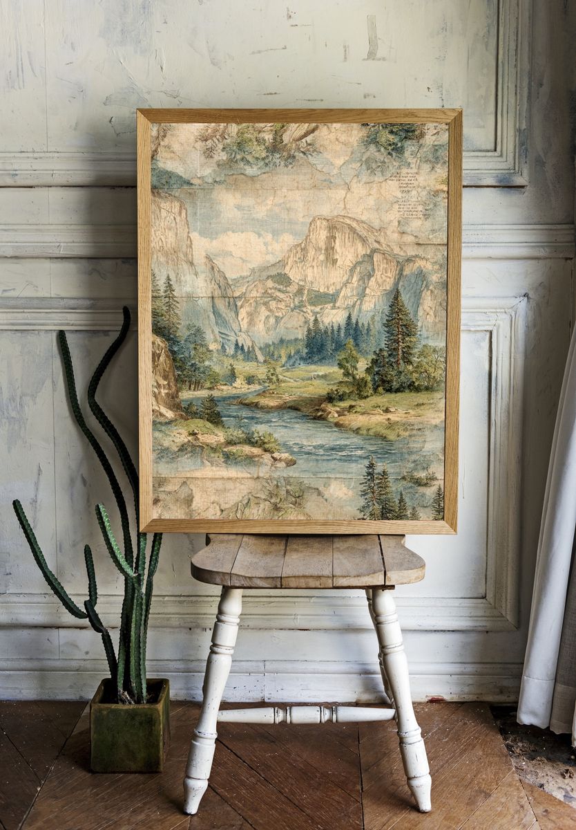 Mountain Landscape — Vintage Print room preview