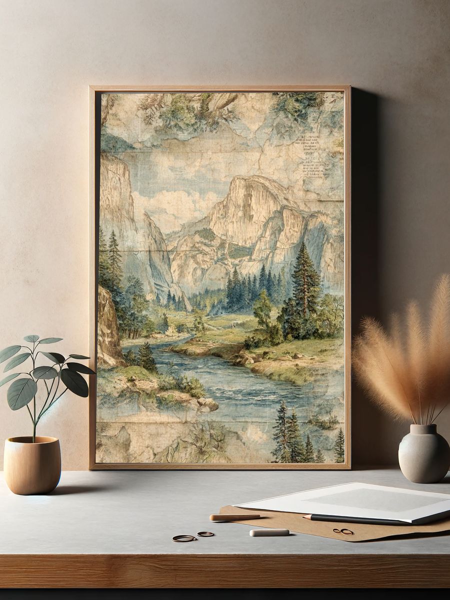 Mountain Landscape — Vintage Print. — room view 2