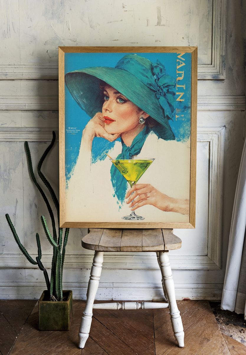 Elegant Woman with Martini — Vintage Print room preview