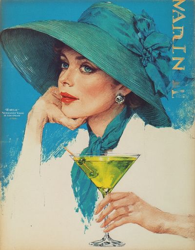 Elegant Woman with Martini — Vintage Print