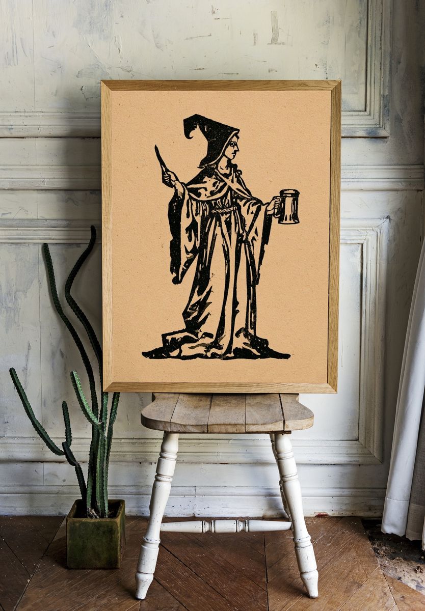 Medieval Monk Illustration Poster. room preview
