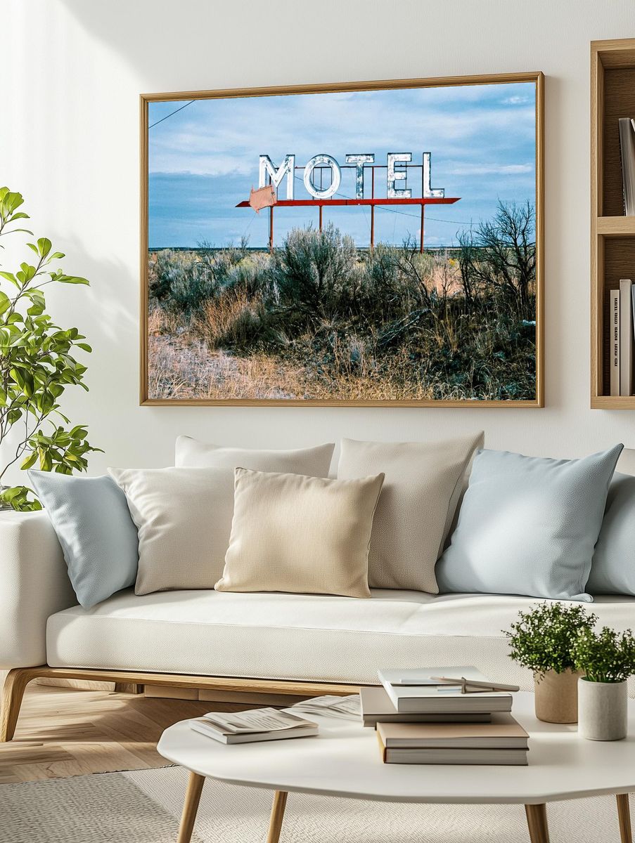 Vintage Motel Sign — Retro Print. — room view 2
