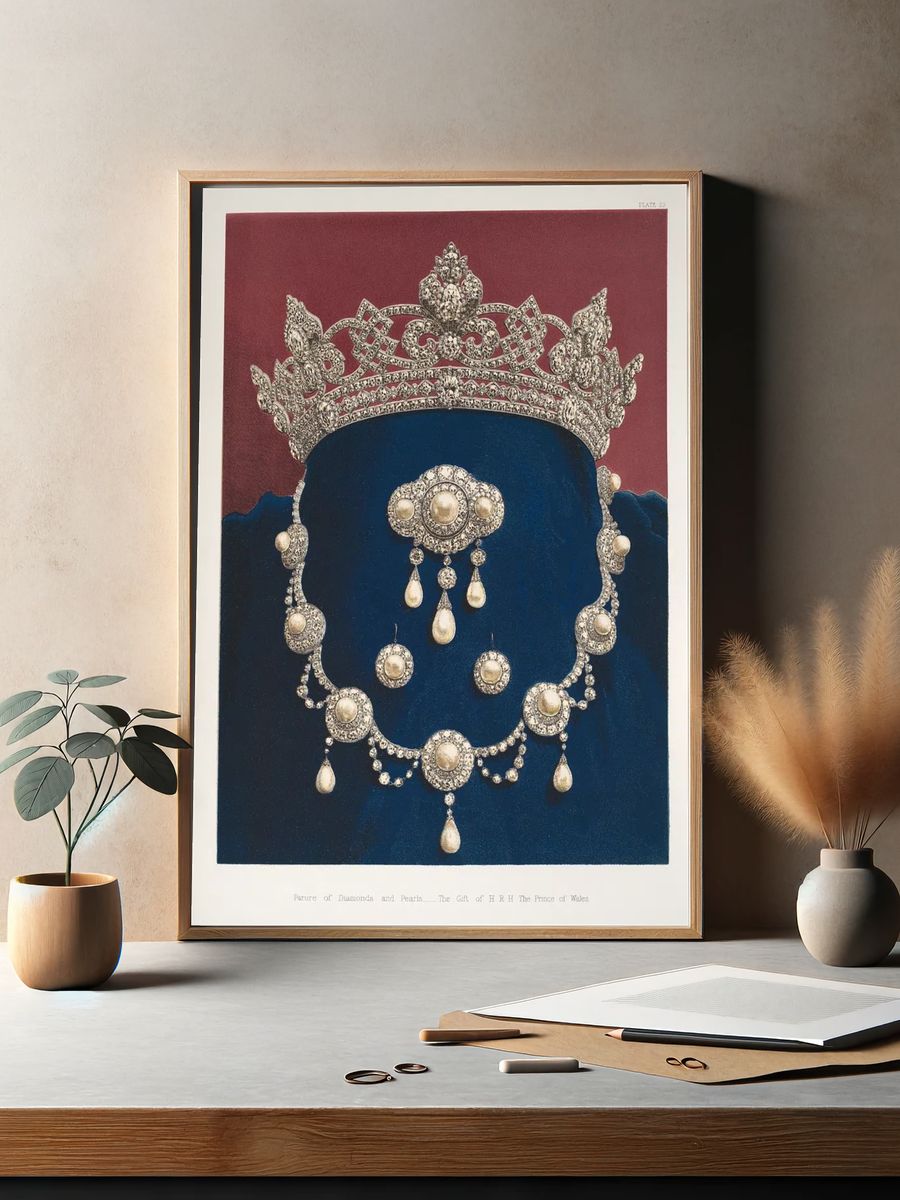 Parure of Diamonds and Pearls — Vintage Print. — room view 2