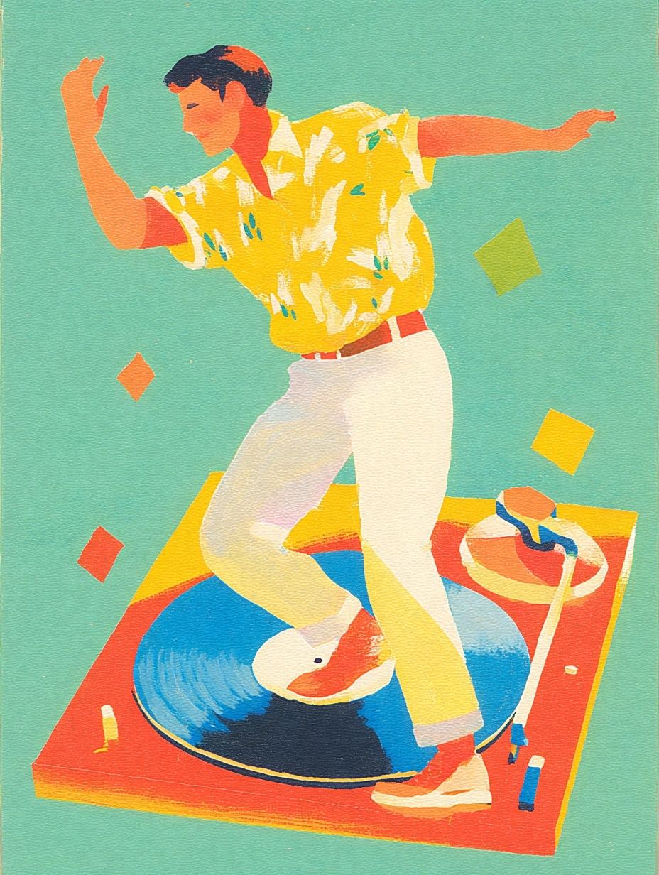 Dancing on Vinyl — Retro Print. poster detail