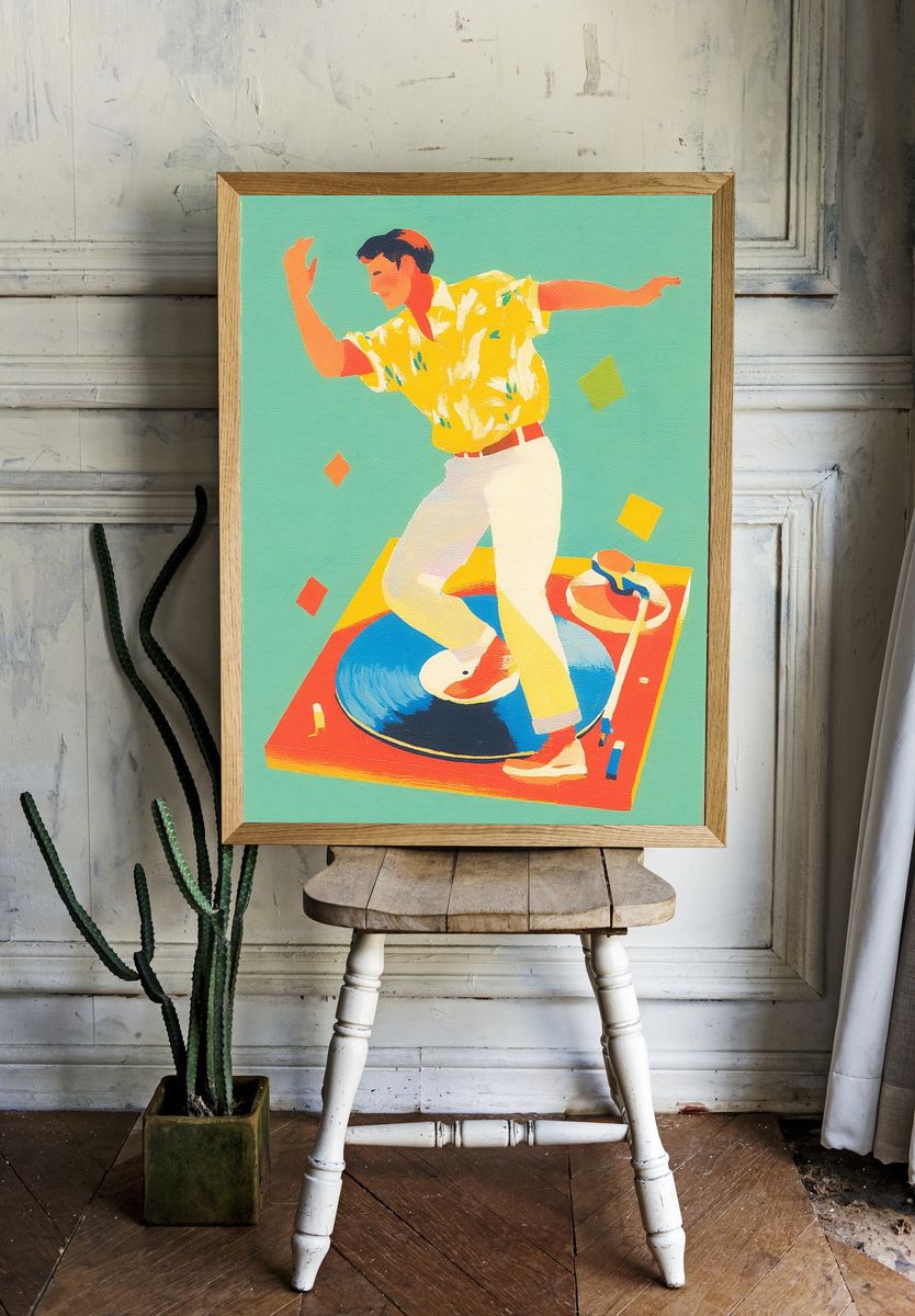 Dancing on Vinyl — Retro Print. — room view 1