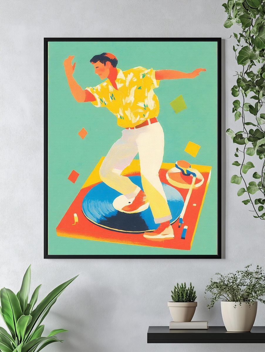Dancing on Vinyl — Retro Print. — room view 4