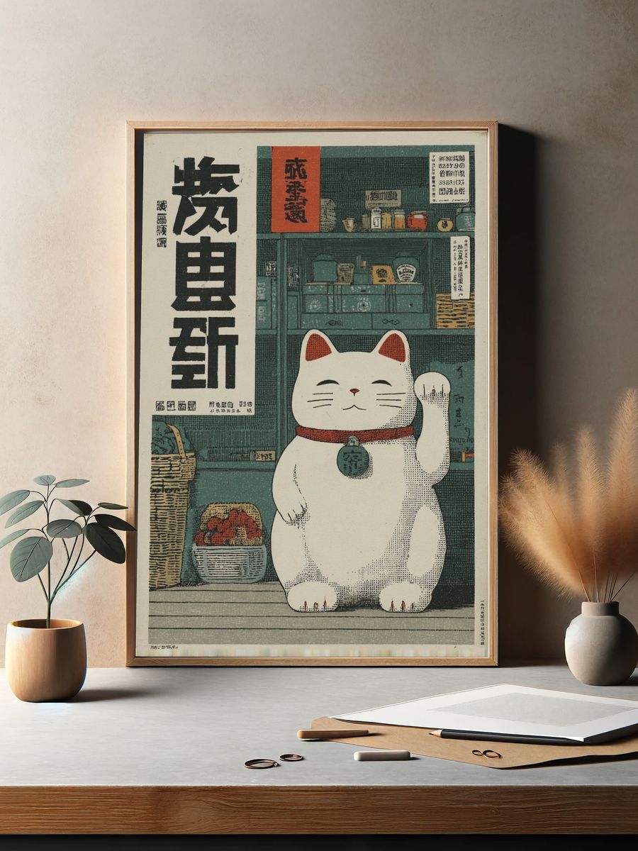 Maneki Neko — Vintage Print. — room view 2