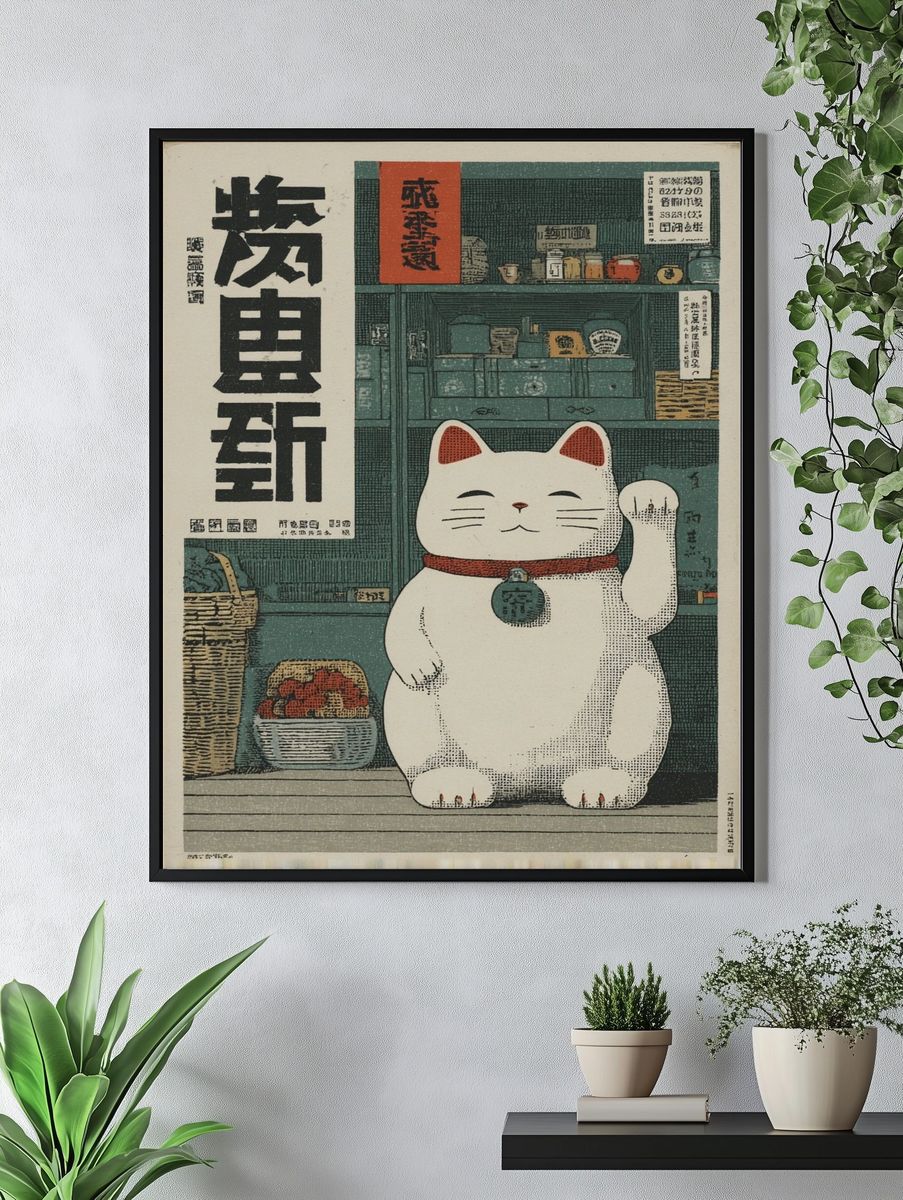 Maneki Neko — Vintage Print. — room view 4