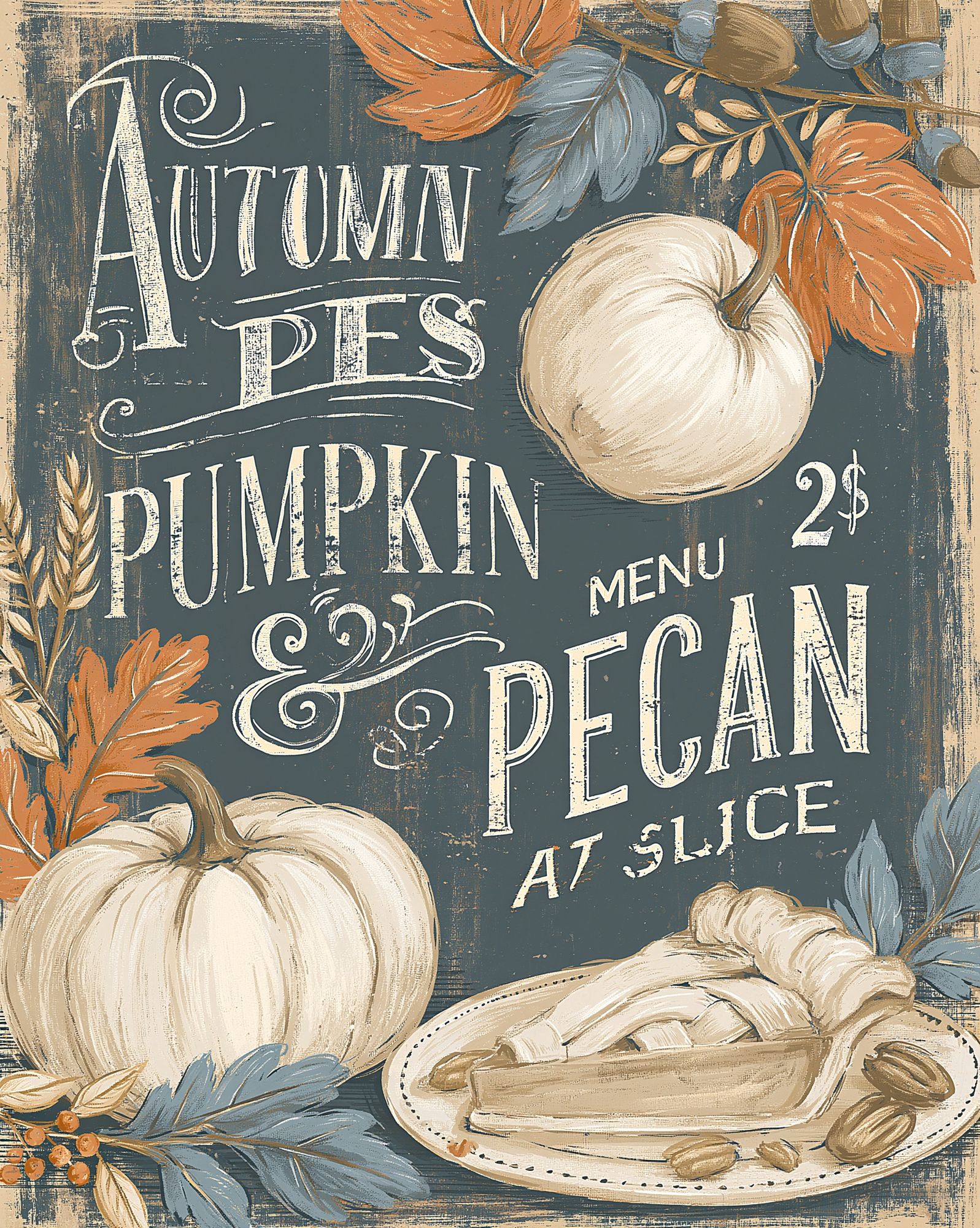 Autumn Apples and Pumpkin Vintage Poster. poster — vintage art