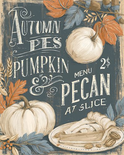 Autumn Apples and Pumpkin Vintage Poster.