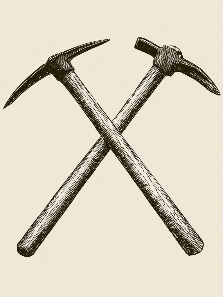 Crossed Pickaxes Vintage Print. poster — vintage art