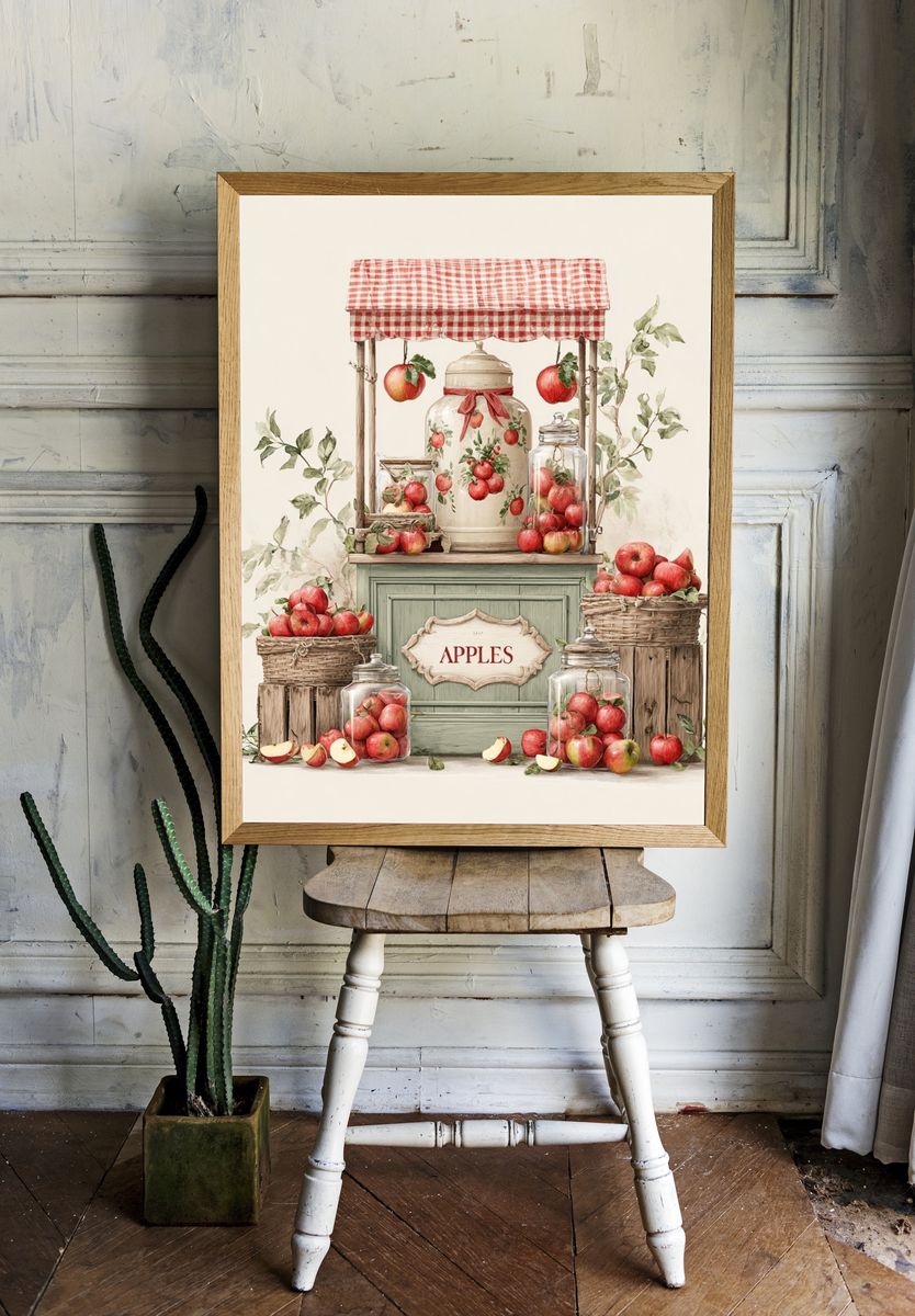 Apples Vintage Print room preview