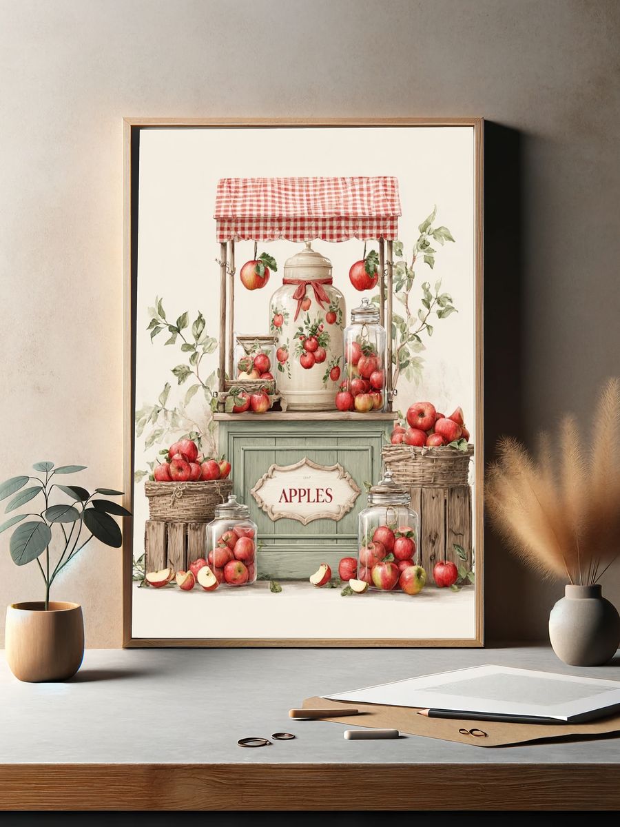 Apples Vintage Print. — room view 2