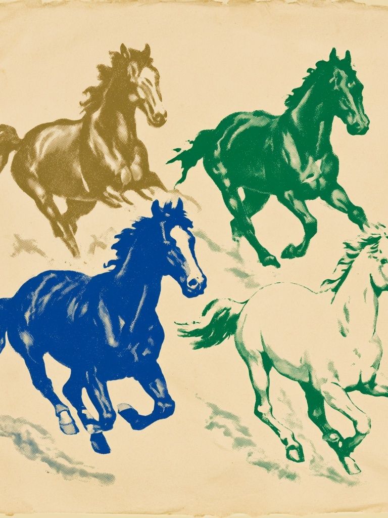 Running Horses Vintage Poster. poster — vintage art