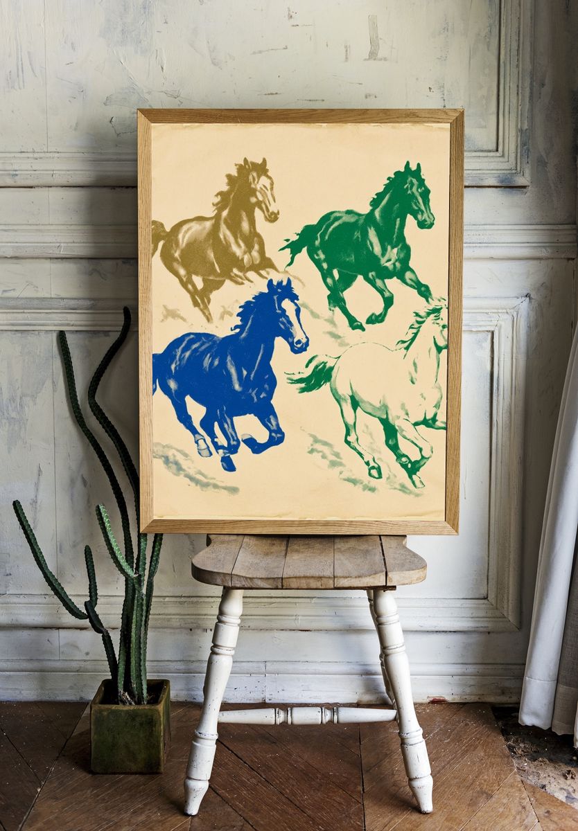 Running Horses Vintage Poster. — room view 1