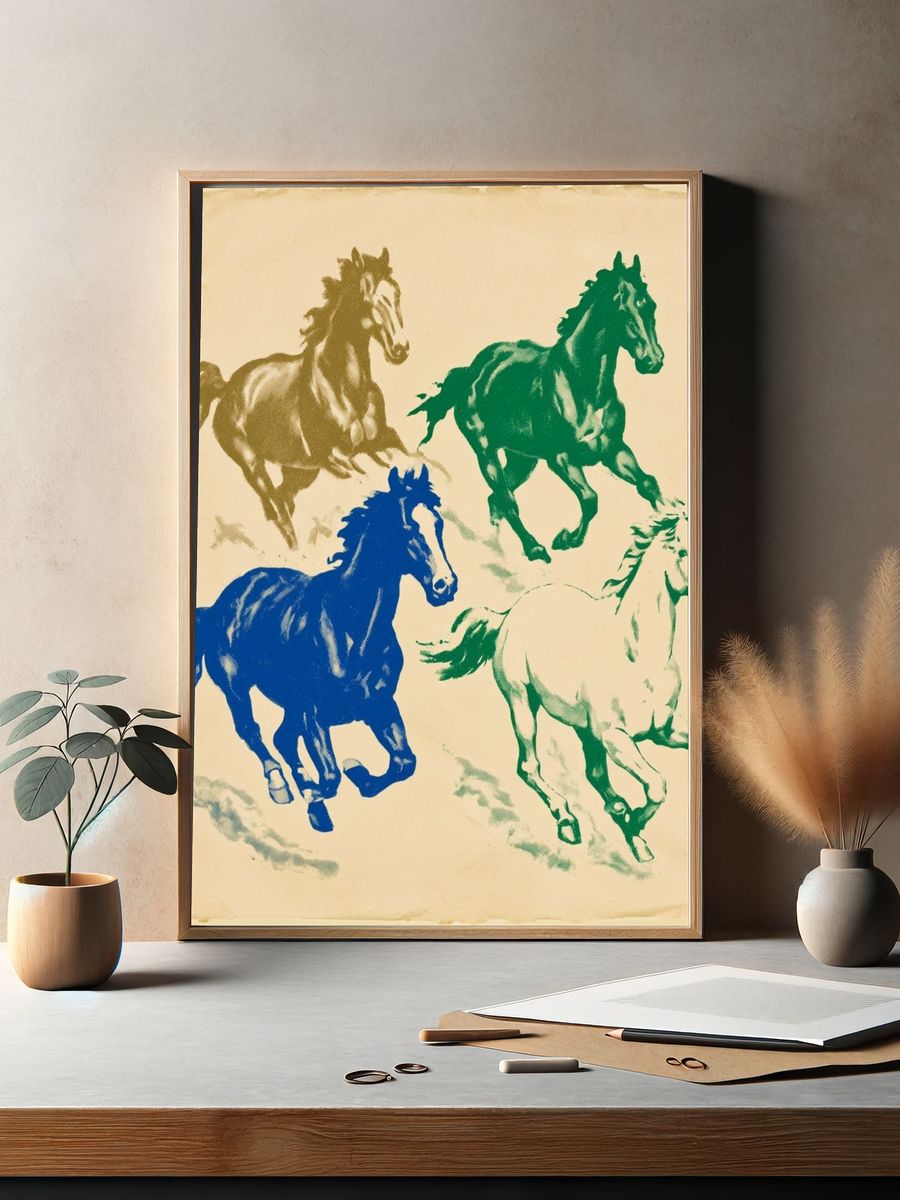 Running Horses Vintage Poster. — room view 2